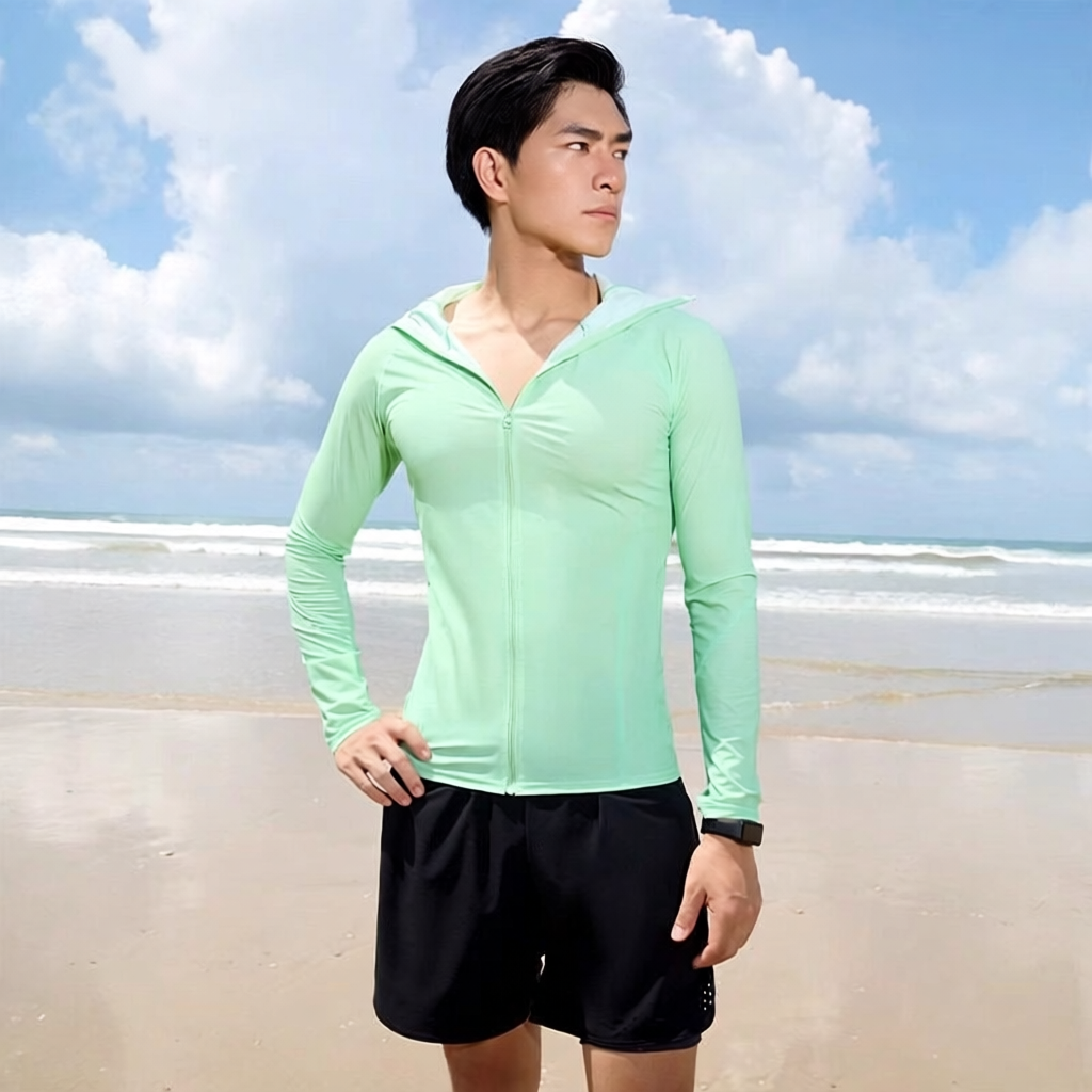 Men's Lightweight Quick-Dry Polyester Athletic Hoodie with Full Zip and Side Pockets