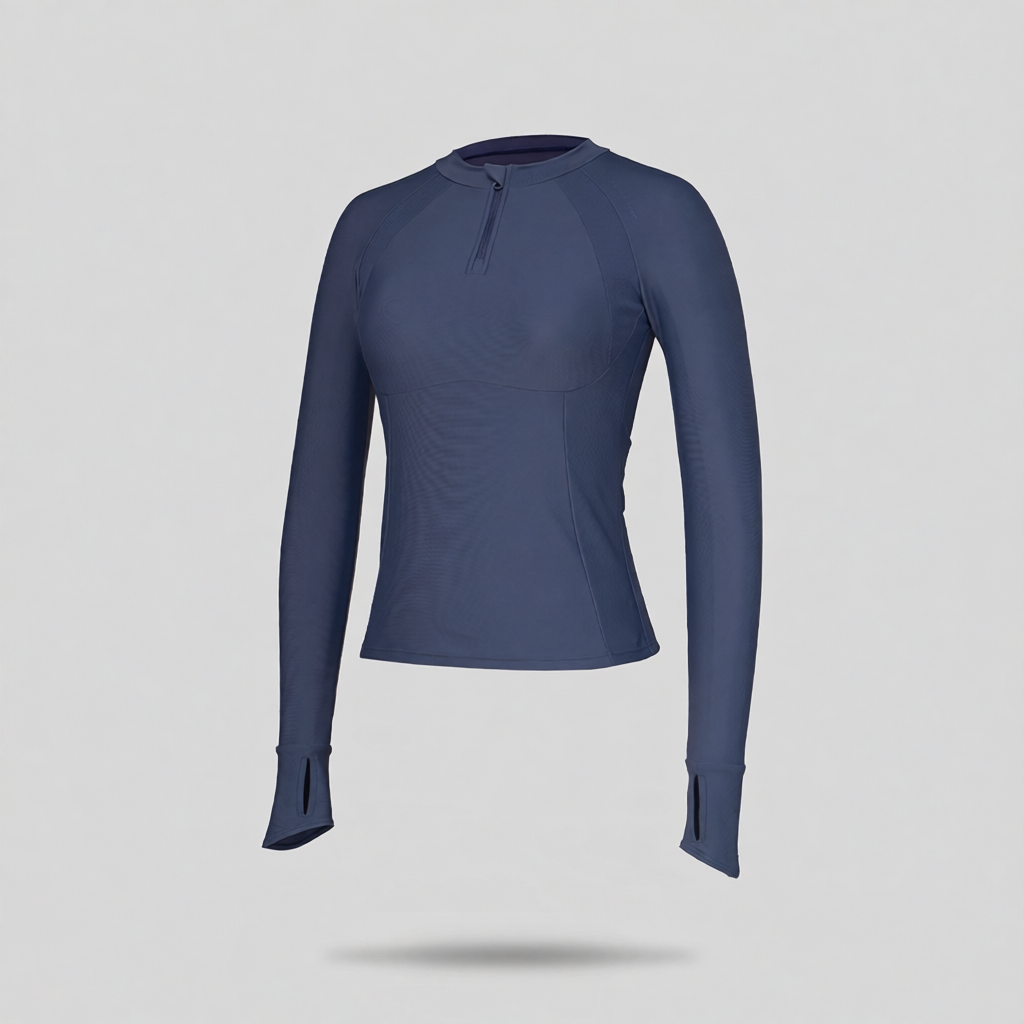 Cotton-Blend Stretch Performance Top & Shorts Set for Women, Lightweight Athletic Wear with Half-Zip Design and Side Pockets