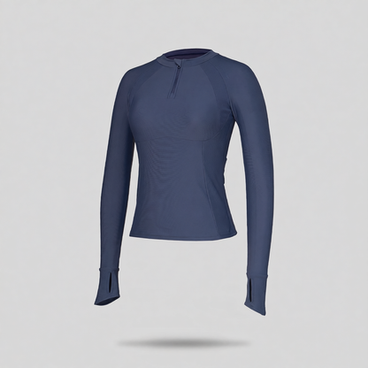Cotton-Blend Stretch Performance Top & Shorts Set for Women, Lightweight Athletic Wear with Half-Zip Design and Side Pockets
