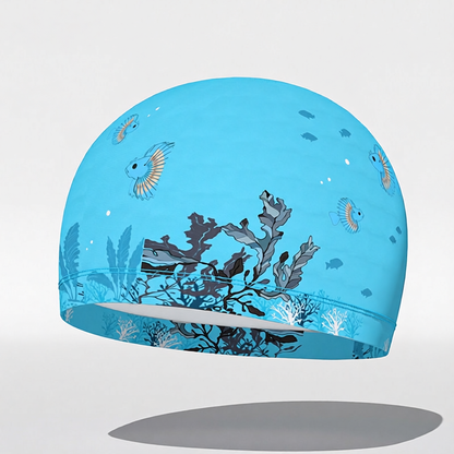 Cotton Swim Cap with Print Design for Kids - Soft, Comfortable and Quick-Dry Swimming Hat