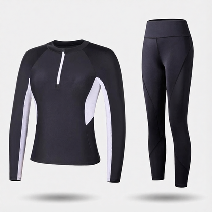 Quick-Dry Polyester Long Sleeve Swim Suit with UV Protection and Zipper Front Design