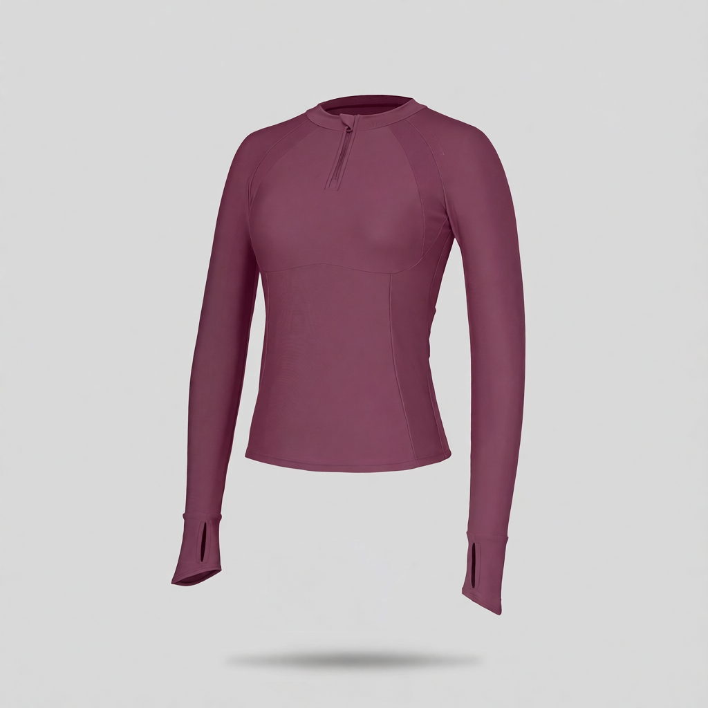 Cotton-Blend Stretch Performance Top & Shorts Set for Women, Lightweight Athletic Wear with Half-Zip Design and Side Pockets