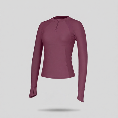 Cotton-Blend Stretch Performance Top & Shorts Set for Women, Lightweight Athletic Wear with Half-Zip Design and Side Pockets
