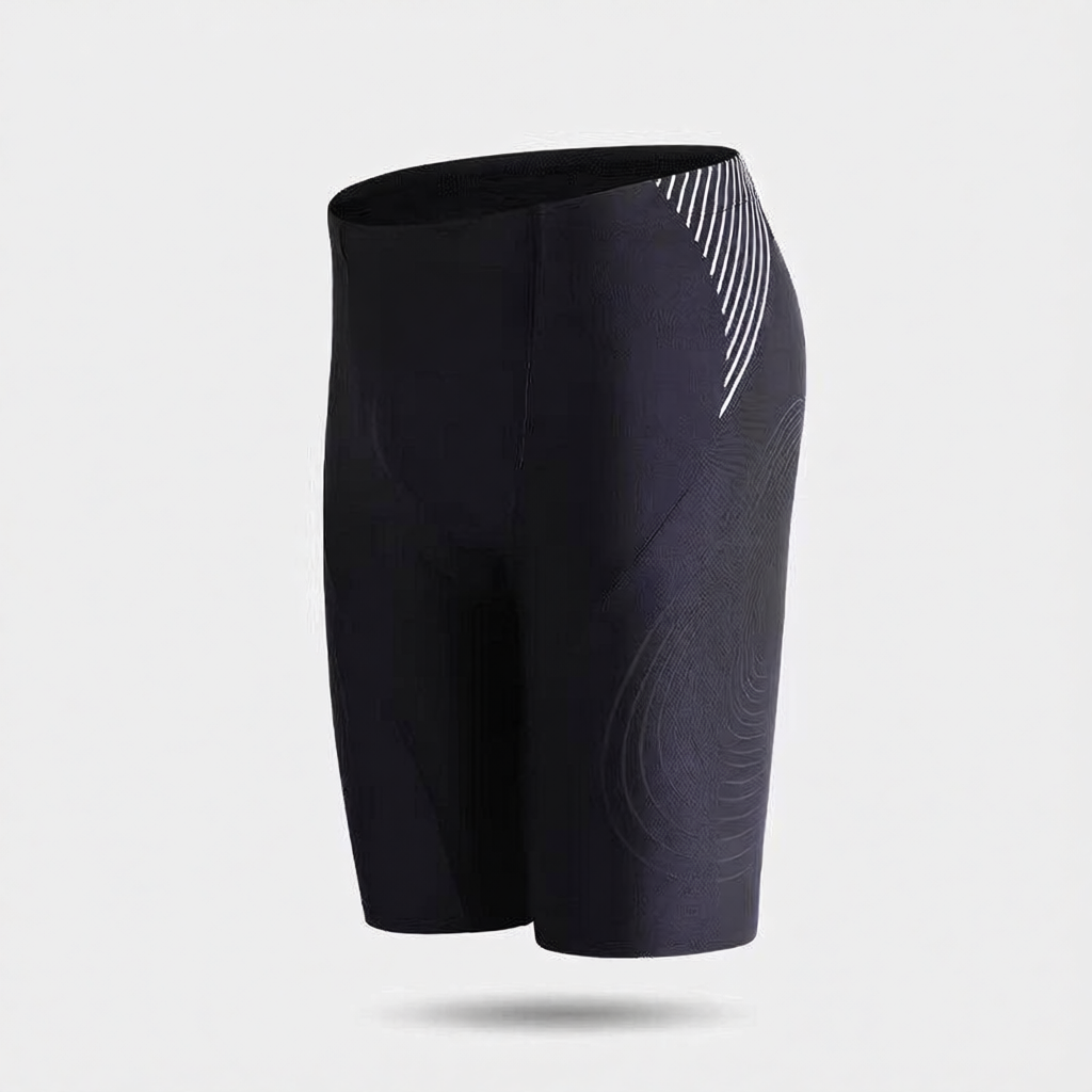 Men's High-Waisted Quick-Dry Swim Shorts with Mesh Panels and Water-Resistant Fabric
