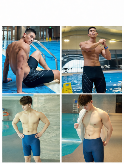 Men's High-Waisted Quick-Dry Swim Shorts with Mesh Panels and Water-Resistant Fabric