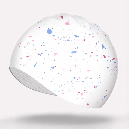 Silicone Speckled Swim Cap with Colorful Dots Pattern for Women and Men