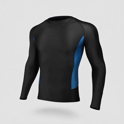 Men's Quick-Dry Polyester Long Sleeve Swim Rash Guard with UV Protection
