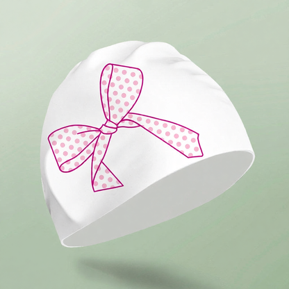 Silicone Swim Cap with Polka Dot Bow Design - Waterproof and Comfortable for Women