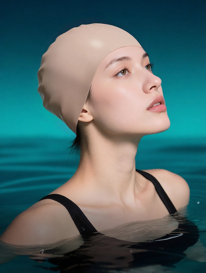 Silicone Swim Cap with Breathable Design for Women - Water Time Brand Swimming Hat