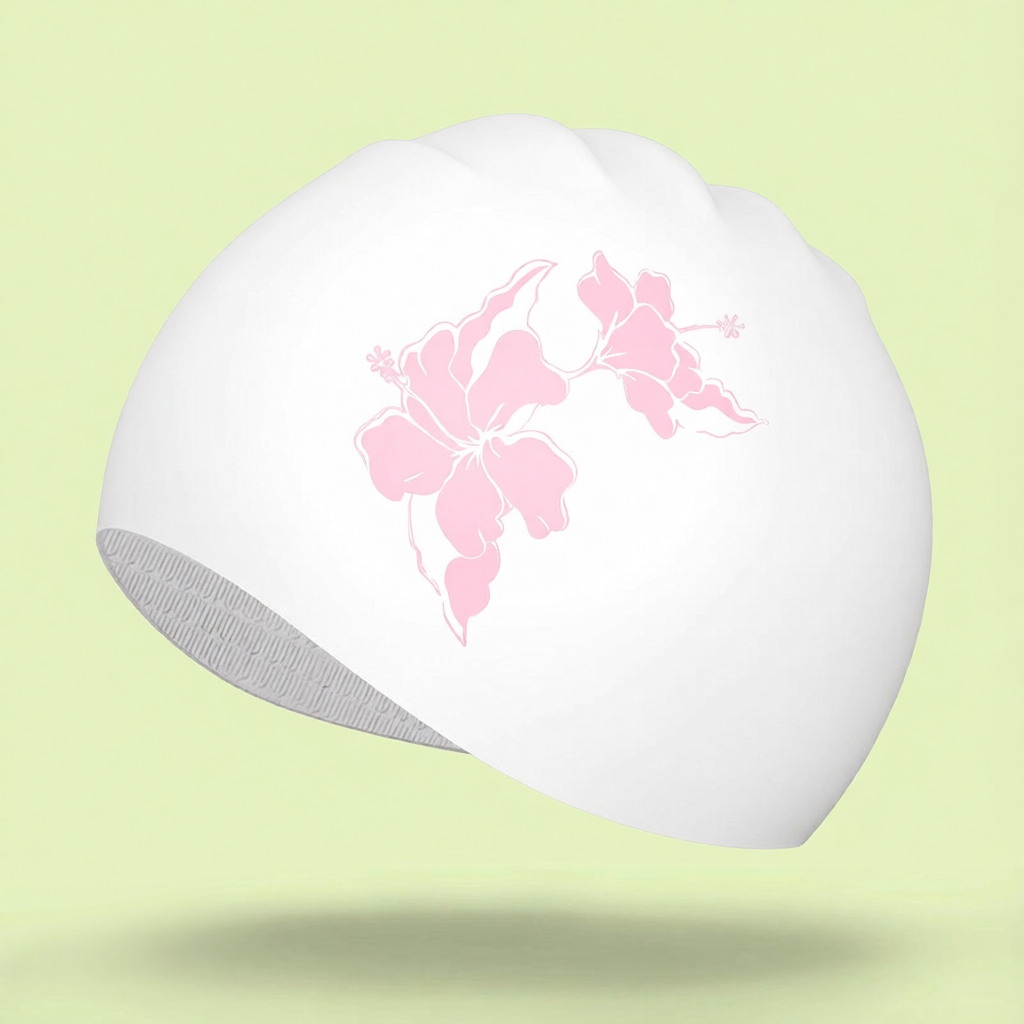 Silicone Swim Cap with Tulip Pattern Design for Women - Water Resistant and Comfortable Swimming Hat