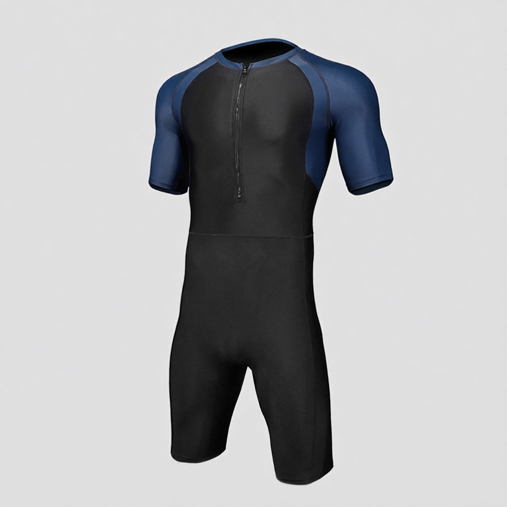 Men's High-Performance Neoprene Swim Suit with Zipper Closure for Competitive Swimming and Water Sports