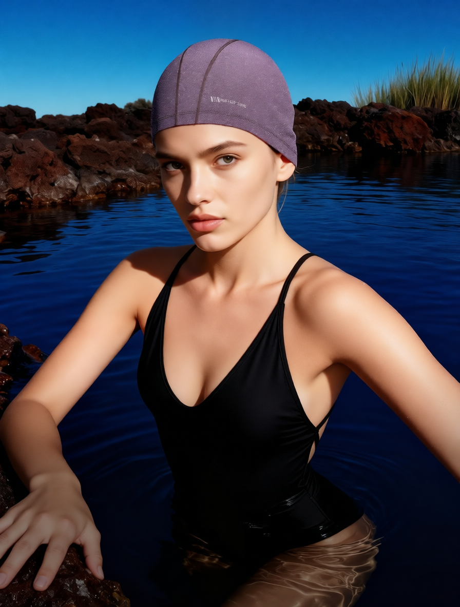 Cotton Blend Swim Cap with Anti-Fog Design for Women - Lightweight, Breathable, UV Protection, Comfort Fit
