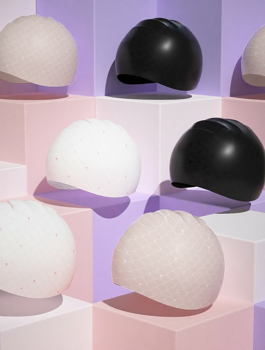 Silicone Swim Cap with Anti-Slip Design for Women, Waterproof and Comfortable Swimming Hat for Long Hair, Soft Elastic Material