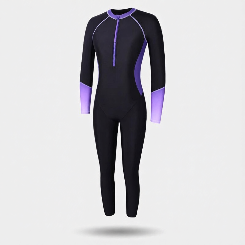 Neoprene Full-Sleeve Wetsuit for Women - 3mm Thickness, Zip-Front Design, Ideal for Swimming and Diving