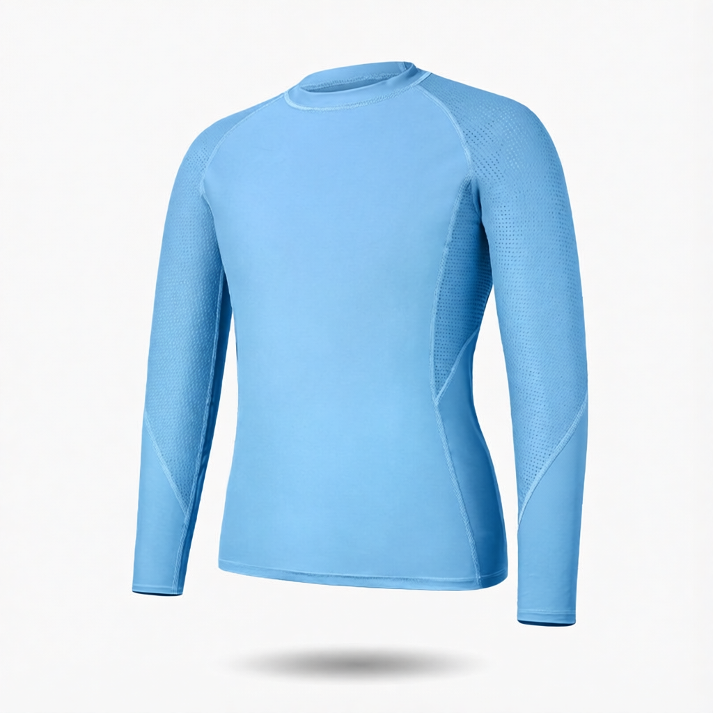 Men's Quick-Dry Polyester Long Sleeve Swim Rash Guard with UV Protection