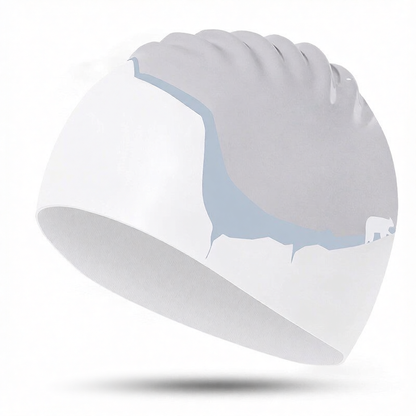 Silicone Swim Cap with Polar Bear Design - Comfortable, Durable, Anti-Slip for Swimming Training and Leisure