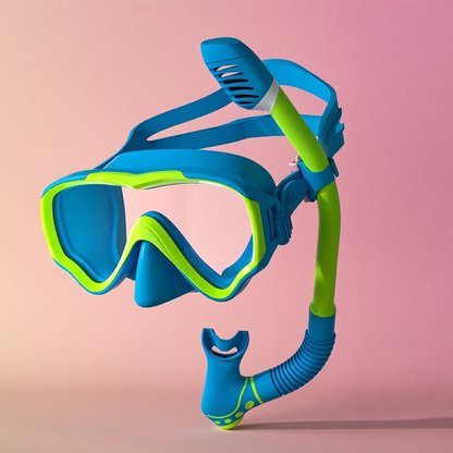 Silicone Swim Mask and Snorkel Set for Kids - Pink and Mint Design with Anti-Fog Lens and Comfort Fit