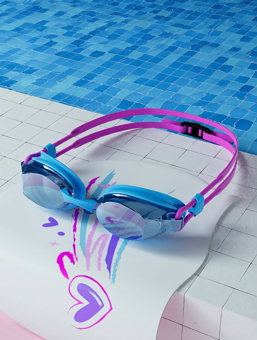 Silicone Swim Goggles with Anti-Fog Lens and UV Protection for Kids and Adults
