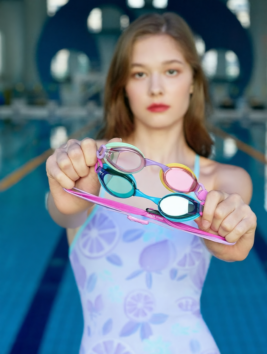 Silicone Swim Goggles with Anti-Fog Lens and UV Protection for Kids and Adults