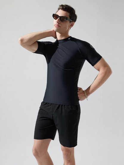 Quick-Dry Polyester Men's Surf Rash Guard & Swim Shorts Set