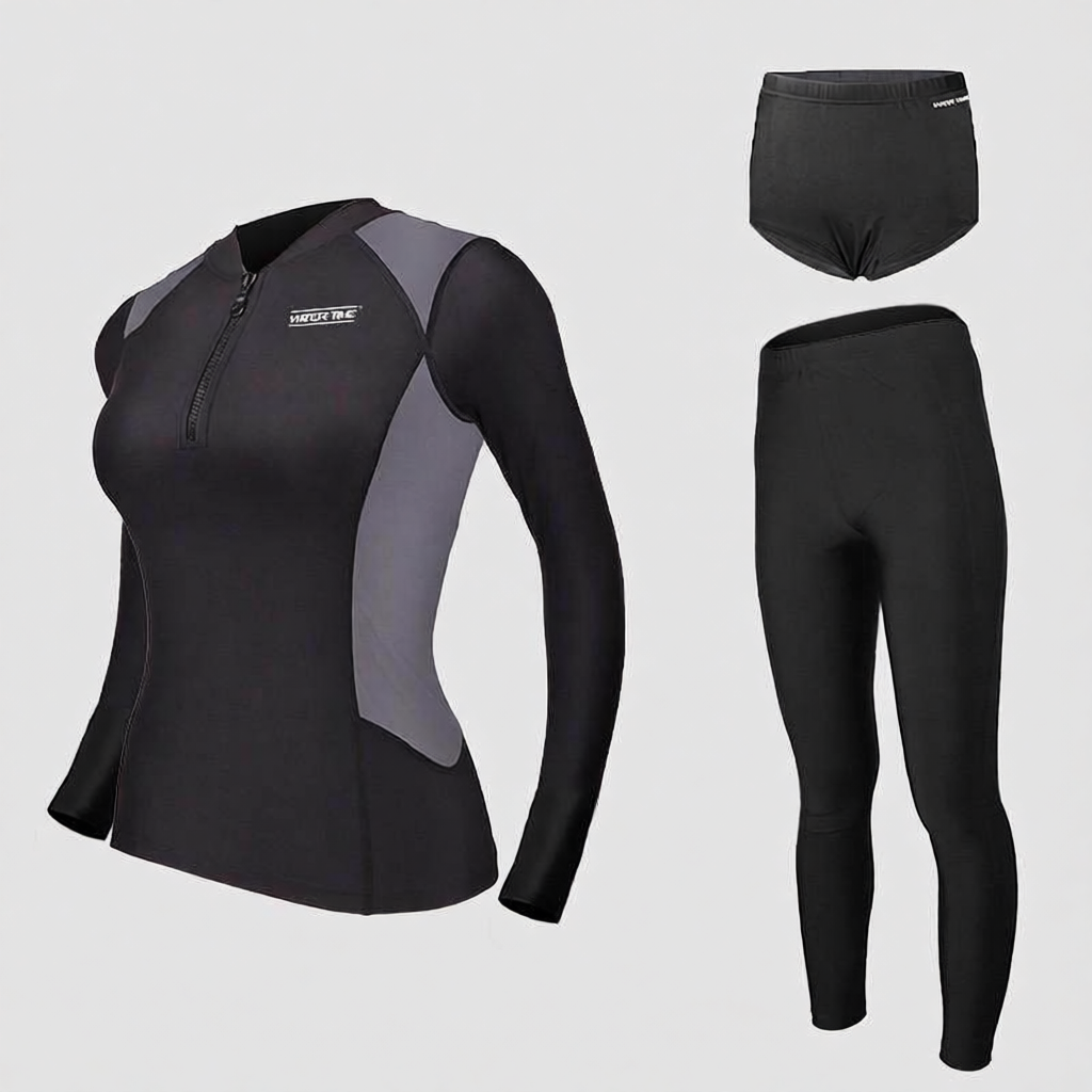Quick-Dry Polyester Long Sleeve Full Body Swim Suit with Zipper Front for Women