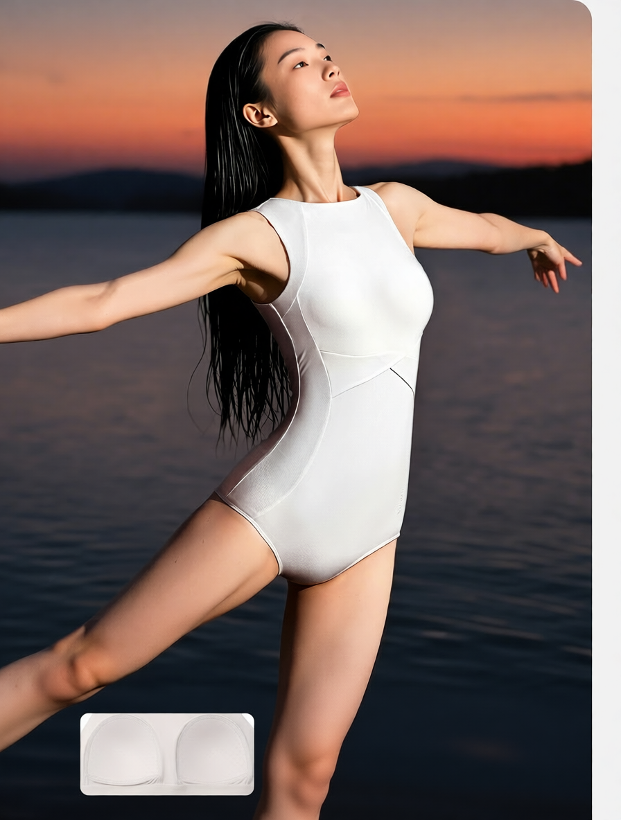 High-Performance Stretch Fabric Sleeveless One-Piece Swimwear with Modern Cut-Out Design for Women