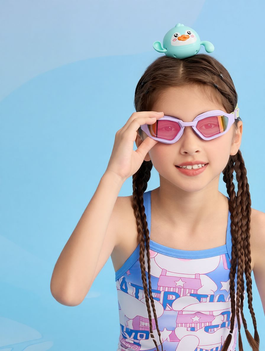Cotton Blend Kids Swimwear with Cartoon Print and Adjustable Straps for Summer Pool Fun