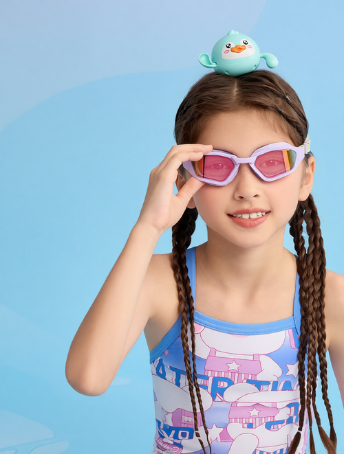 Cotton Blend Kids Swimwear with Cartoon Print and Adjustable Straps for Summer Pool Fun
