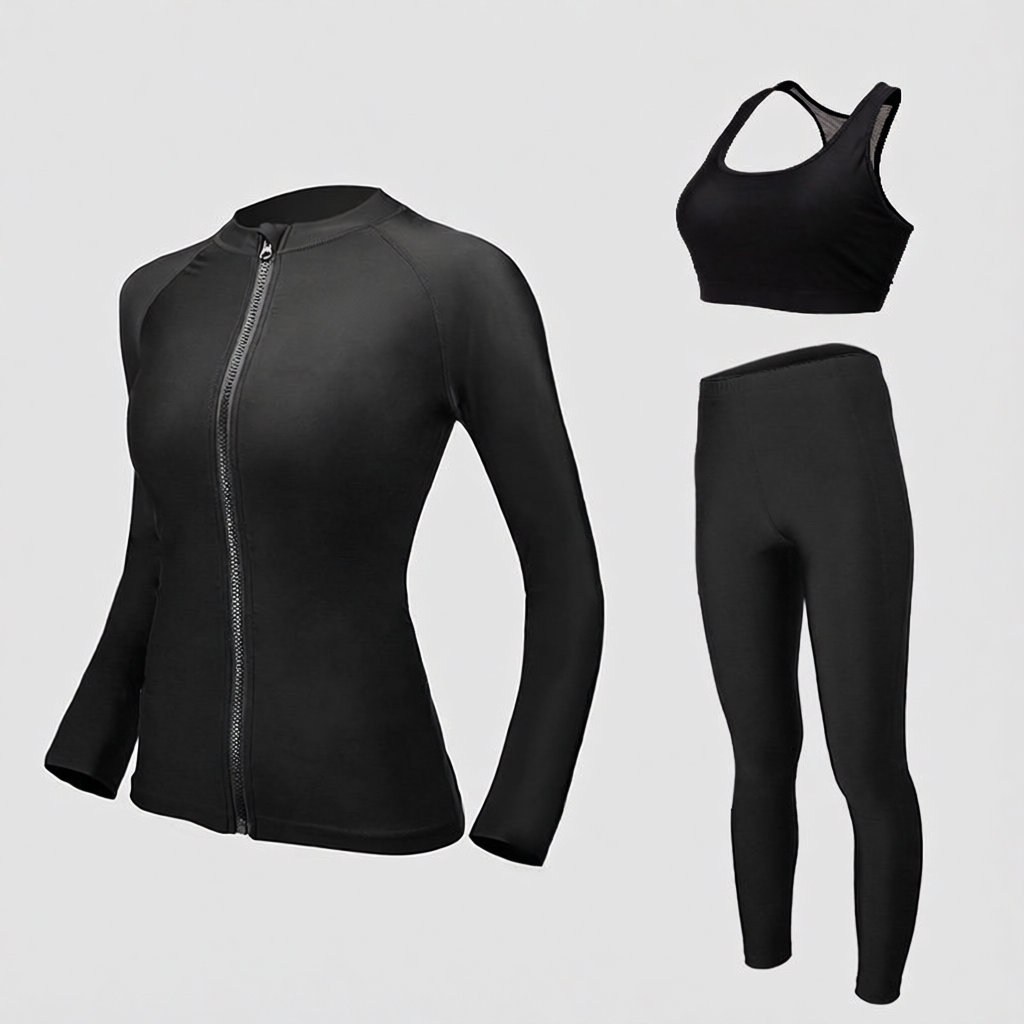 Quick-Dry Polyester Long Sleeve Full Body Swim Suit with Zipper Front for Women