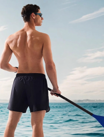 Quick-Dry Polyester Men's Swim Shorts with Built-In Liner for Water Sports and Beach Activities