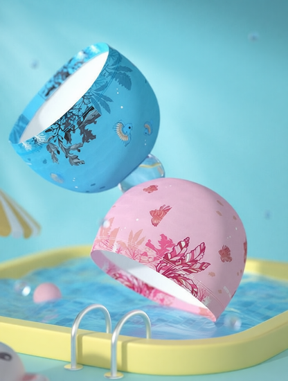 Cotton Swim Cap with Print Design for Kids - Soft, Comfortable and Quick-Dry Swimming Hat