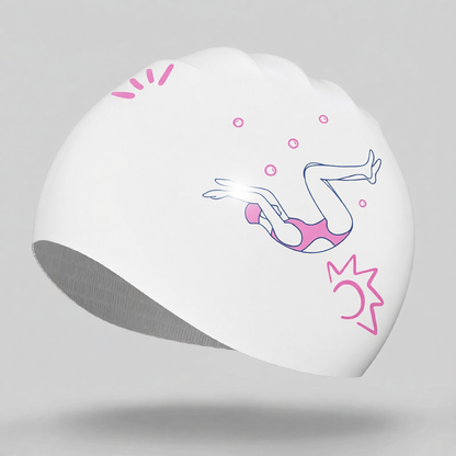 Silicone Swim Cap with Anti-Slip Design for Women, Waterproof and Comfortable Swimming Hat for Long Hair, Soft Elastic Material