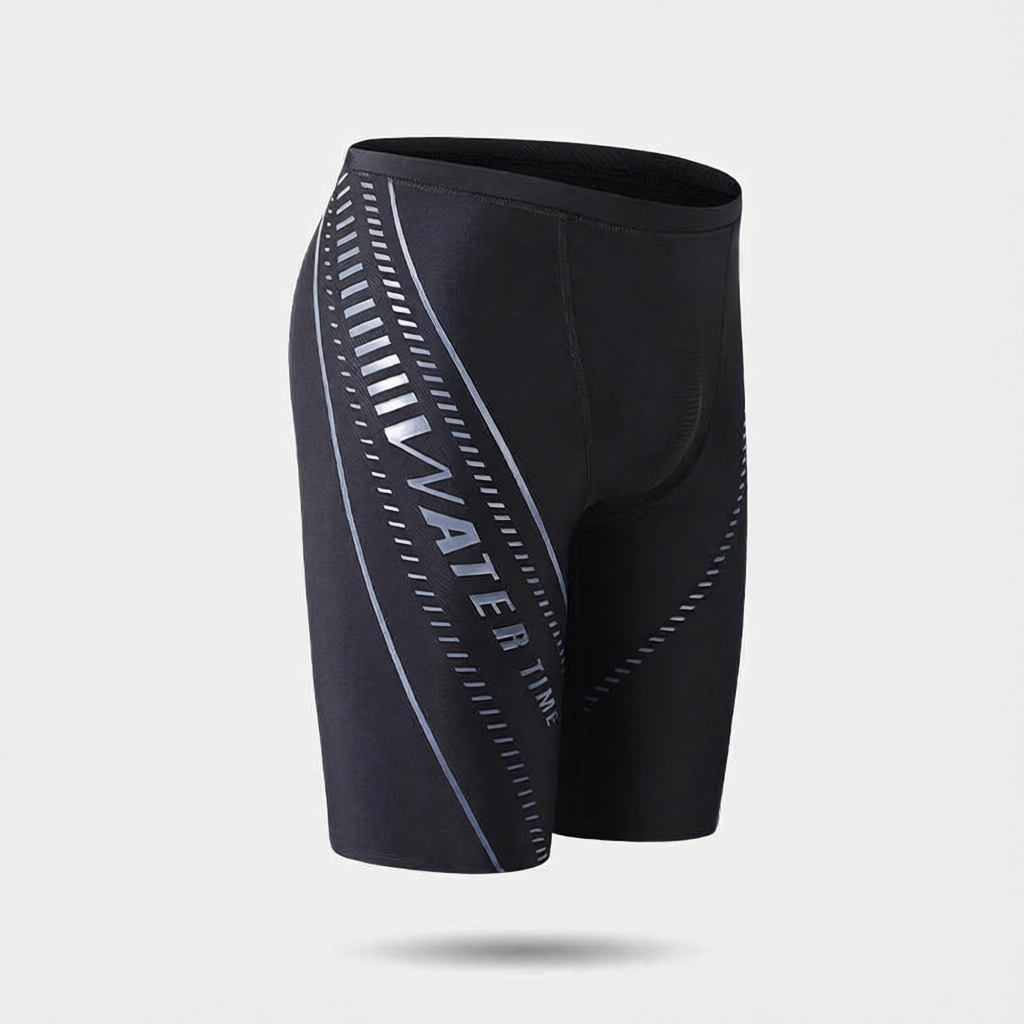 Men's High-Waisted Quick-Dry Swim Shorts with Mesh Panels and Water-Resistant Fabric