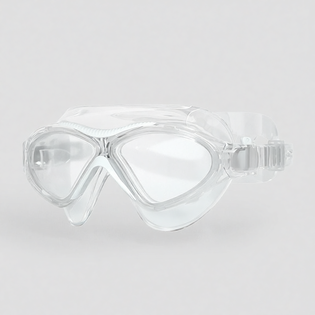 Transparent Silicone Swim Goggles with Pink Anti-Fog Lens for Clear Underwater Vision