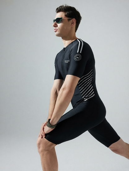 Neoprene Men's Short Sleeve Surf Wetsuit with Front Zipper and Ribbed Cuffs for Water Sports