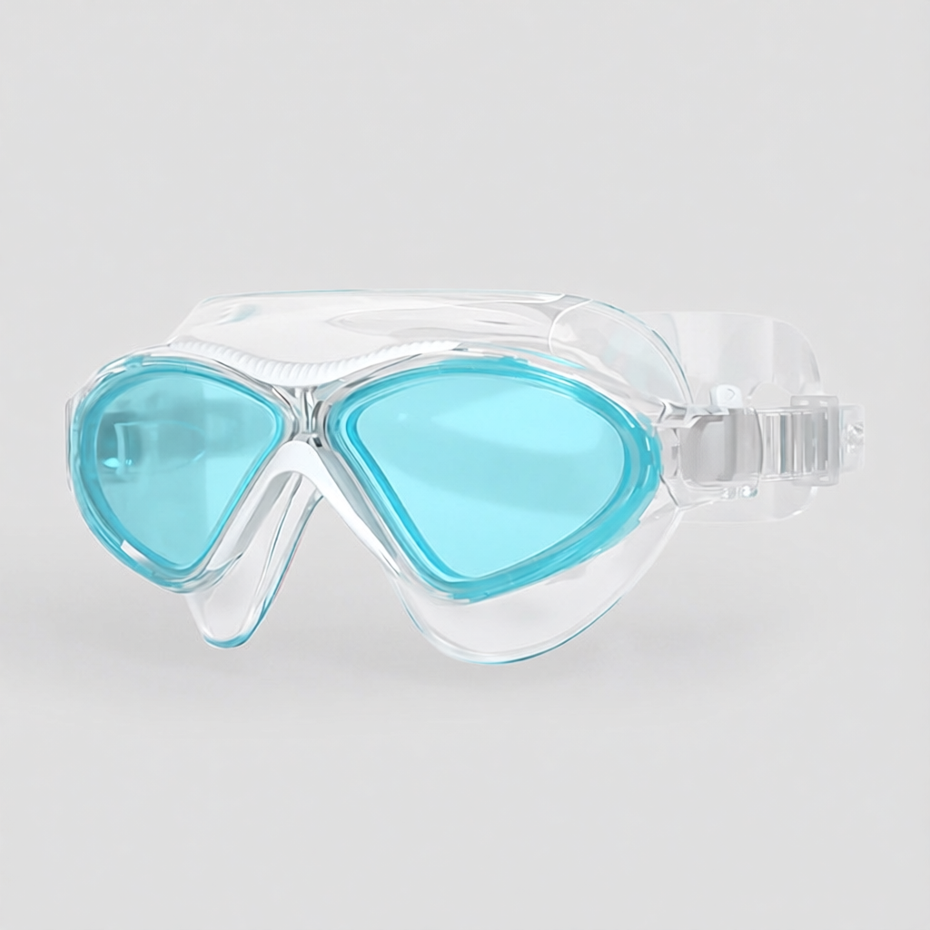 Transparent Silicone Swim Goggles with Pink Anti-Fog Lens for Clear Underwater Vision