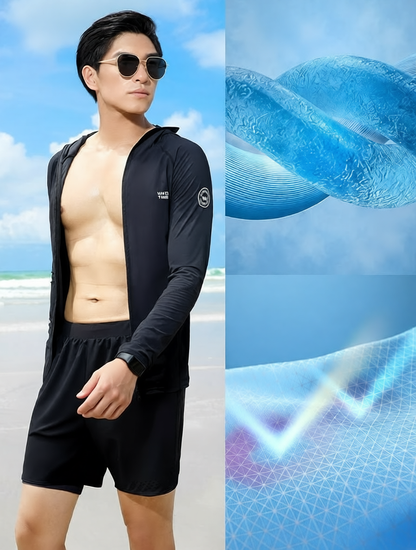 Men's Lightweight Quick-Dry Polyester Athletic Hoodie with Full Zip and Side Pockets