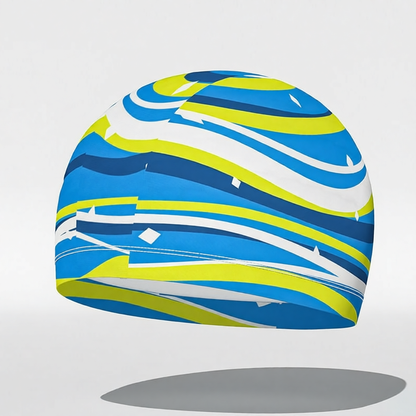 Cotton Swim Cap with Colorful Stripe Pattern - Breathable, UV Protection, Quick-Dry Swim Hat for Women and Girls