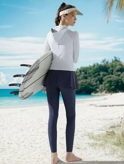 Quick-Dry Polyester Surf Rash Guard with Skirted Design for Women