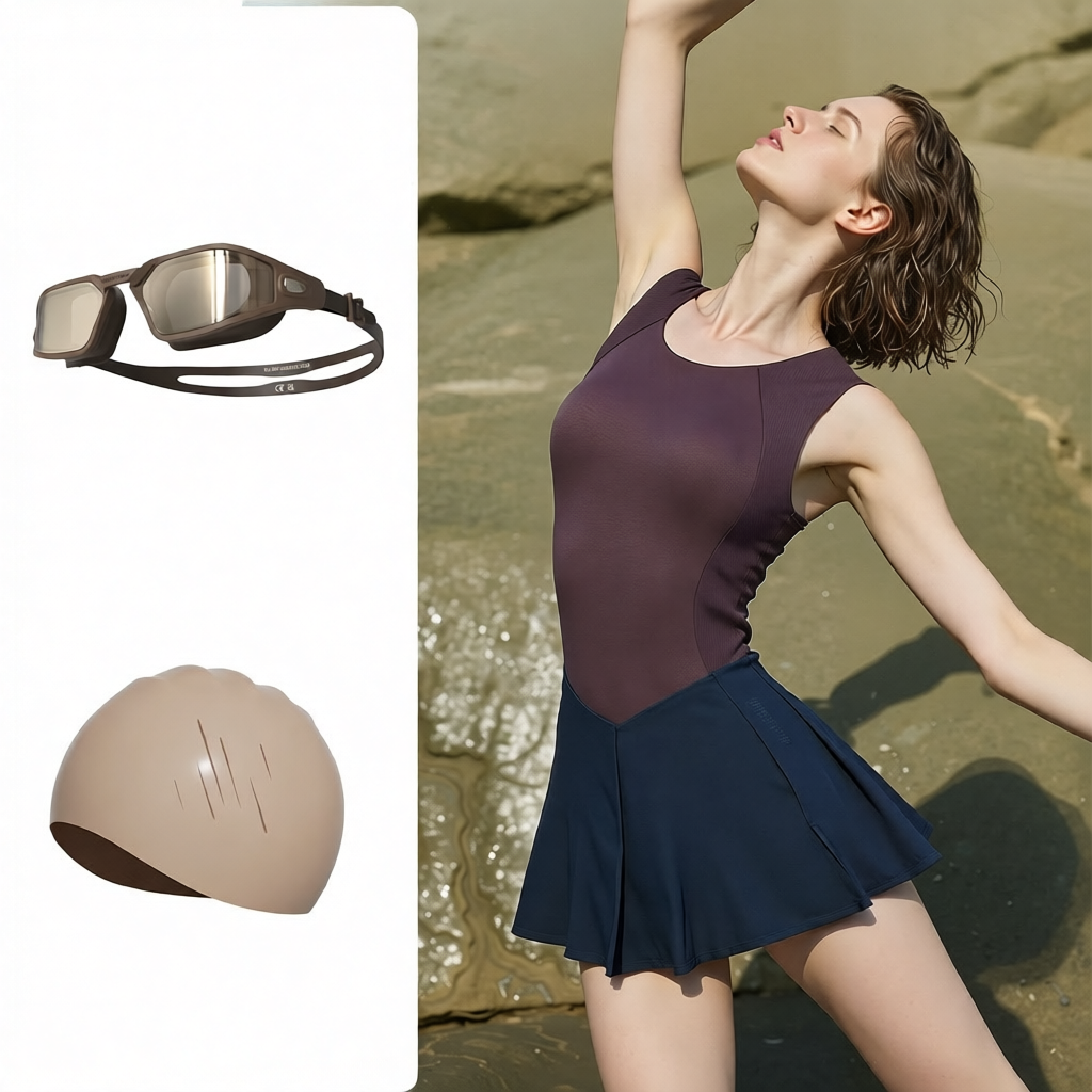 Stretchy Polyester Blend Women's Yoga Tank Top with Flared Skirt Sleeveless Workout Dress for Gym and Outdoor Activities