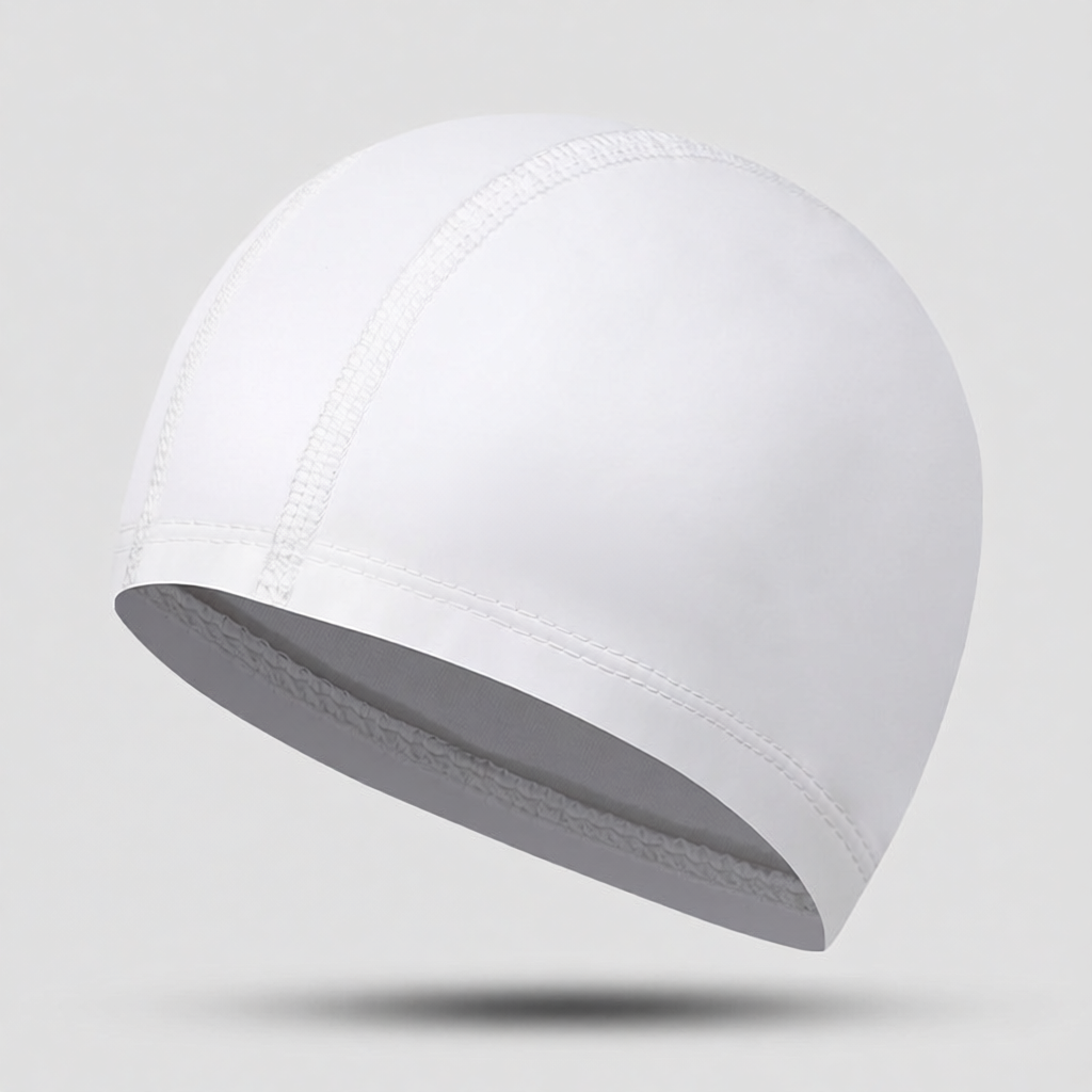 Cotton Blend Swim Cap for Women - White, Lightweight & Breathable Swim Hat with Smooth Fit, Ideal for Swimming Pool or Use