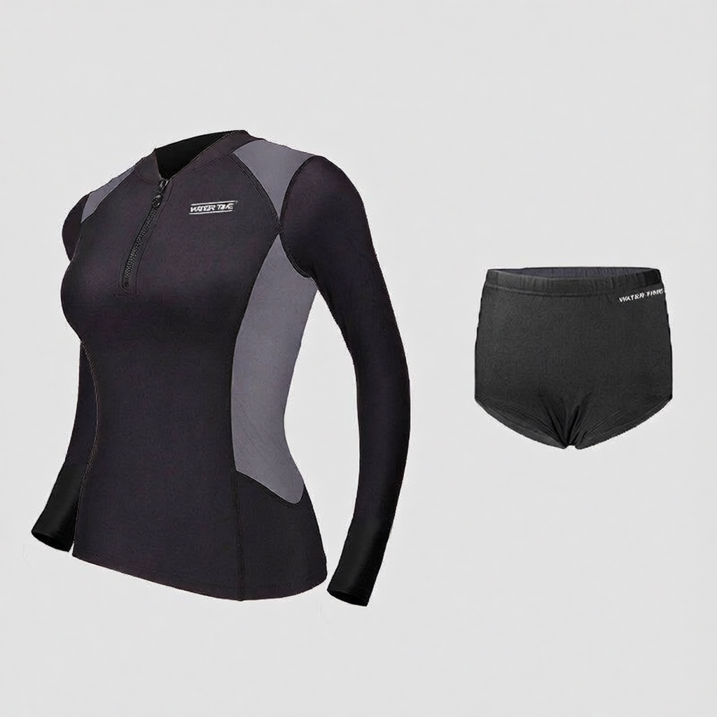 Quick-Dry Polyester Long Sleeve Full Body Swim Suit with Zipper Front for Women