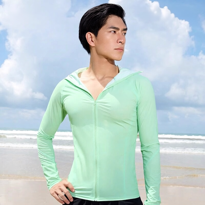 Men's Lightweight Quick-Dry Polyester Athletic Hoodie with Full Zip and Side Pockets