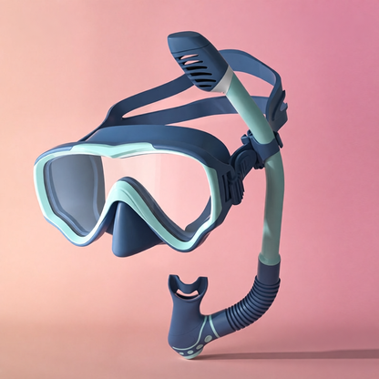 Silicone Swim Mask and Snorkel Set for Kids - Pink and Mint Design with Anti-Fog Lens and Comfort Fit