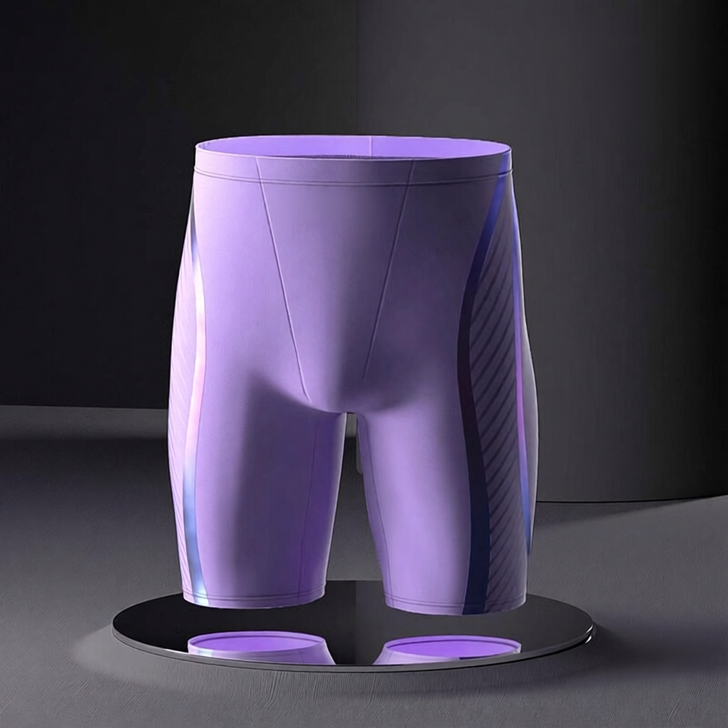 Polyester Men's Swim Trunks with Purple Galaxy Print Quick-Dry Athletic Swim Shorts