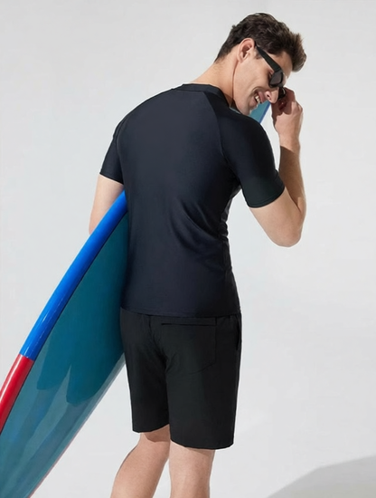 Quick-Dry Polyester Men's Surf Rash Guard & Swim Shorts Set