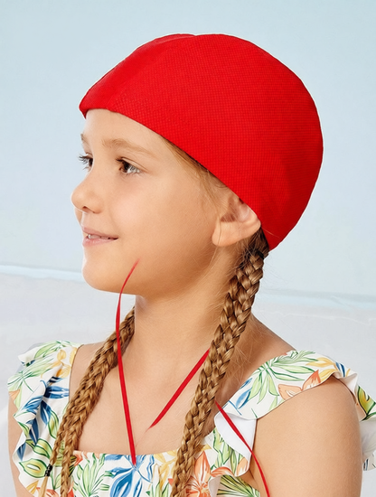 Navy Blue Polyester Swim Cap for Kids - Comfortable, Durable, and Water-Resistant Swimming Hat with Seamless Design
