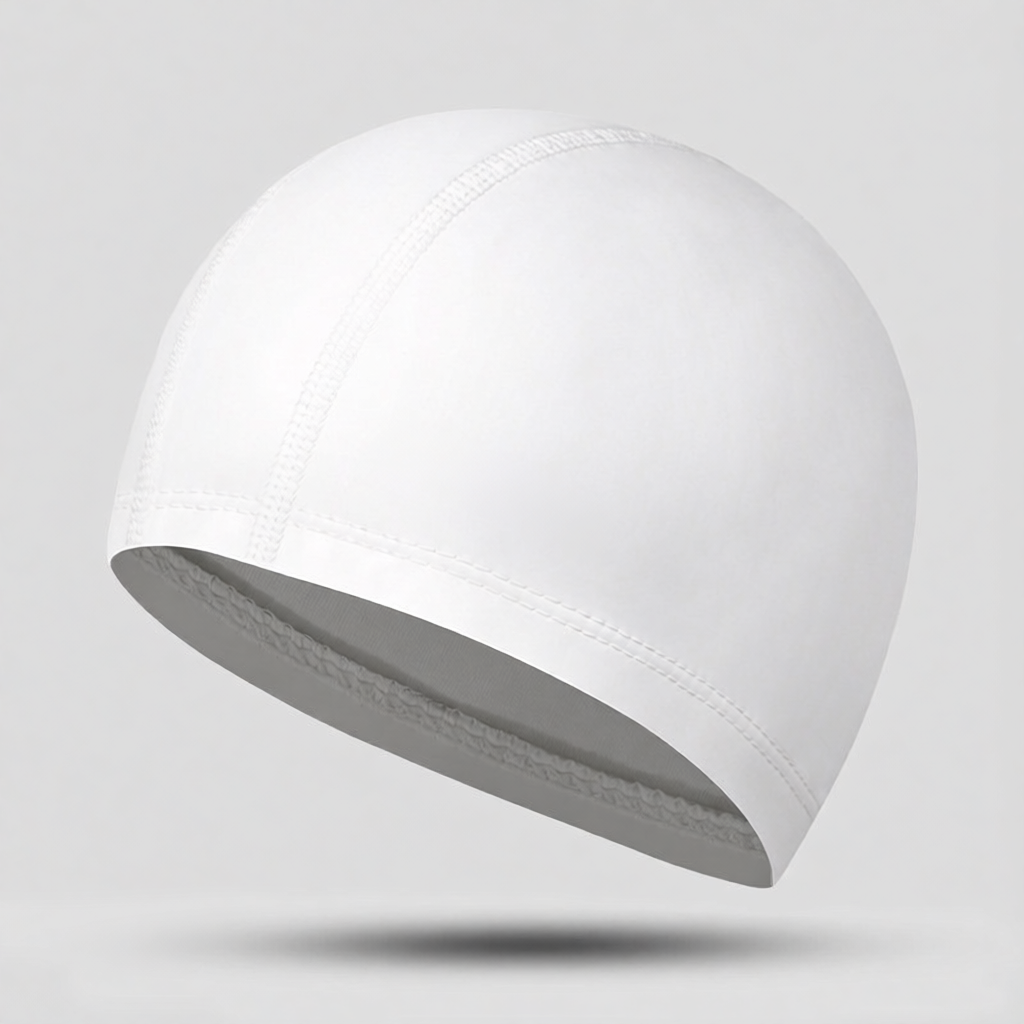 Cotton Blend Swim Cap for Women - White, Lightweight & Breathable Swim Hat with Smooth Fit, Ideal for Swimming Pool or Use