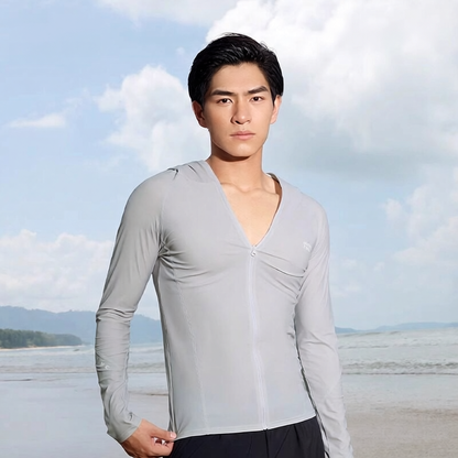 Men's Lightweight Quick-Dry Polyester Athletic Hoodie with Full Zip and Side Pockets
