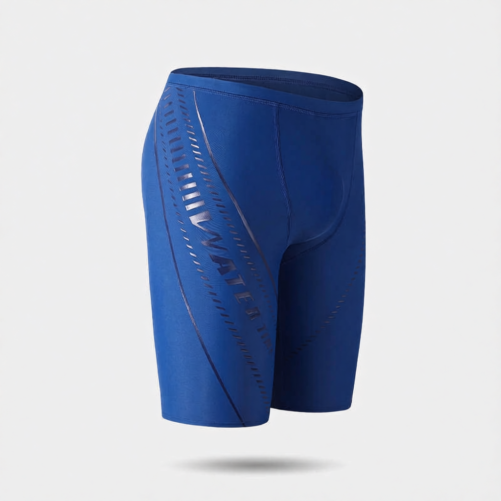 Men's High-Waisted Quick-Dry Swim Shorts with Mesh Panels and Water-Resistant Fabric